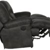 Voyager - Fabric Power Lay Flat Reclining Sofa With 3 Recliners And Drop Down Table - Slate