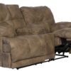 Voyager - Fabric Lay Flat Console Reclining Loveseat - Brandy