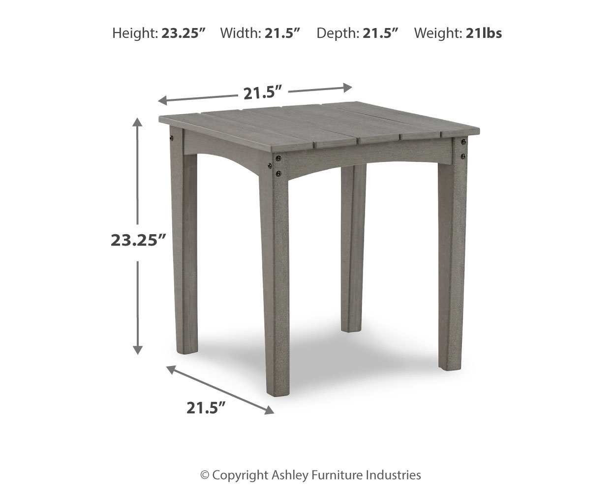Visola - Square End Table - Gray