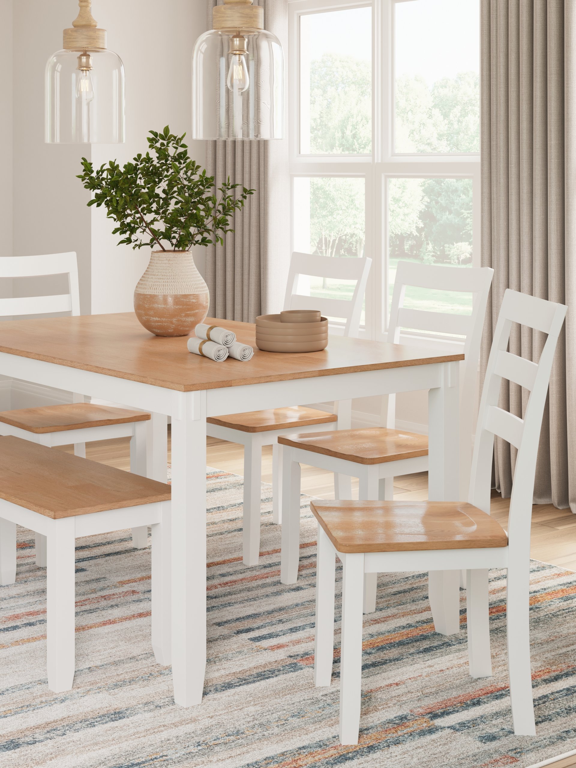Gesthaven - Dining Room Table Set (Set of 6) - Natural / White