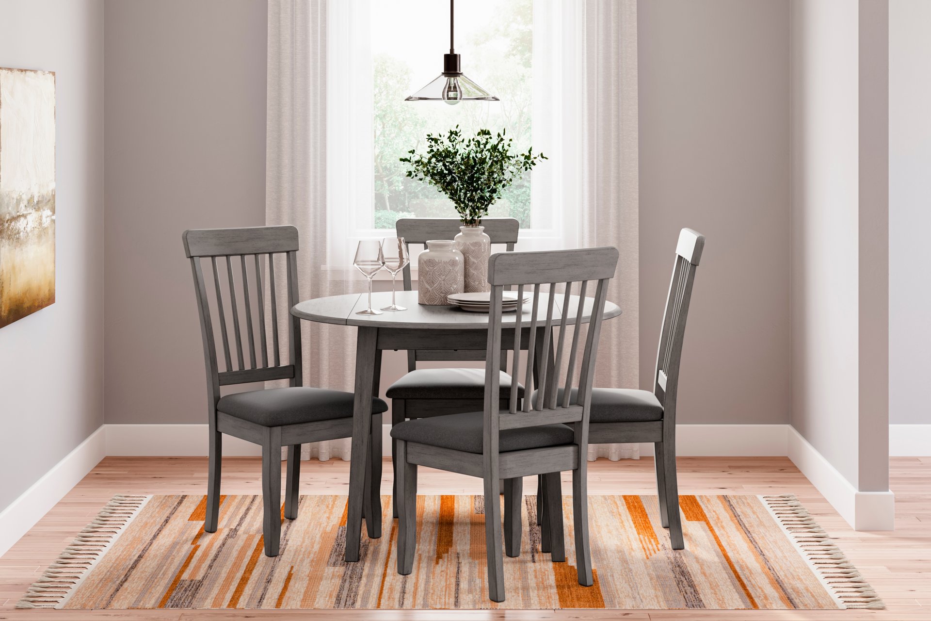 Shullden - Round Drm Drop Leaf Table - Gray