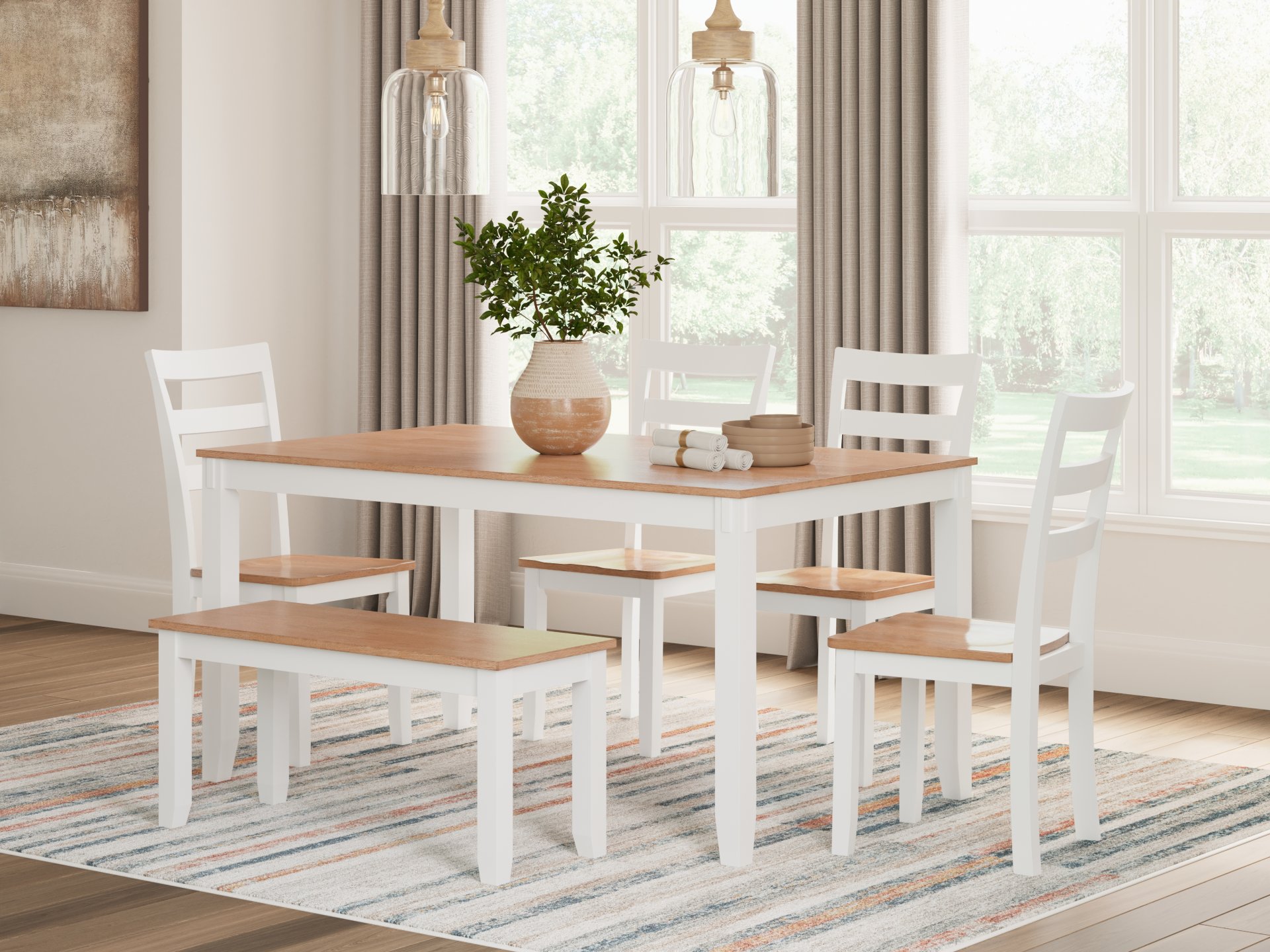 Gesthaven - Dining Room Table Set (Set of 6) - Natural / White
